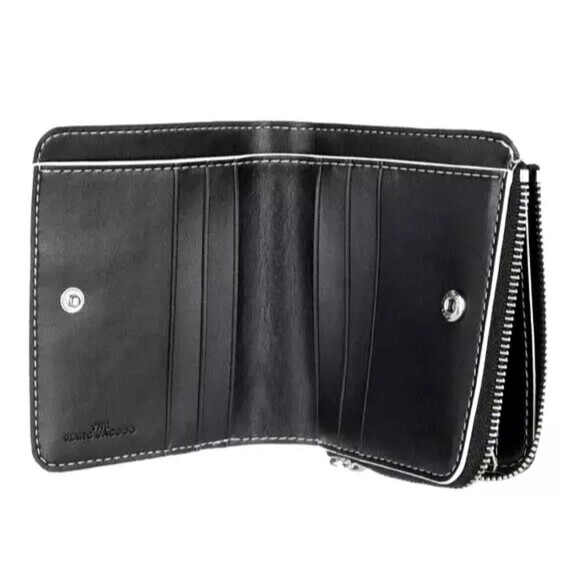 New Marc Jacobs Marc Jacobs Compact Bifold Wallet Pebble Leather Cotton / Black - Picture 4 of 6
